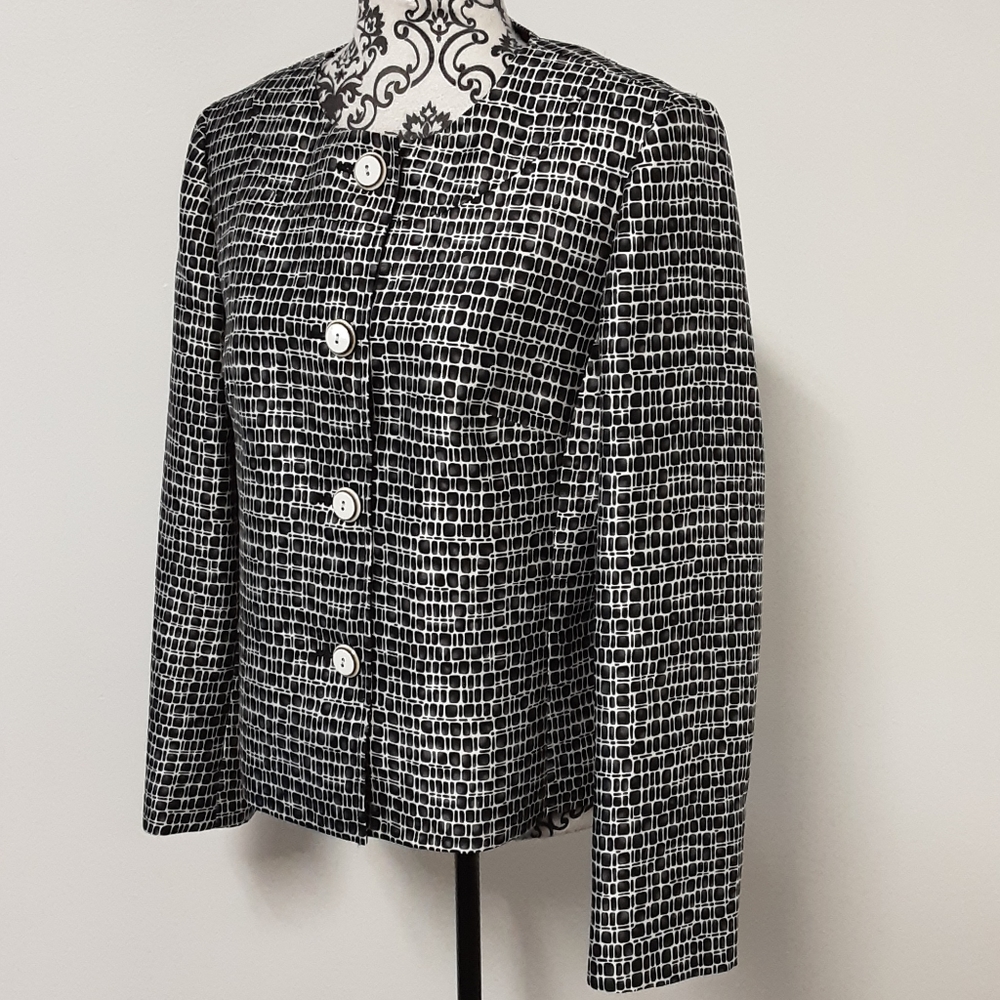 NWT Talbots Silk/Wool Black&White Jacket